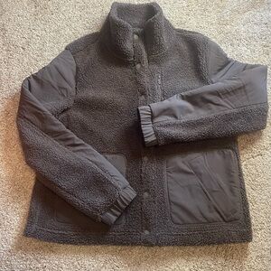 FLX - Gray Sherpa Snap Closure Jacket. Size medium